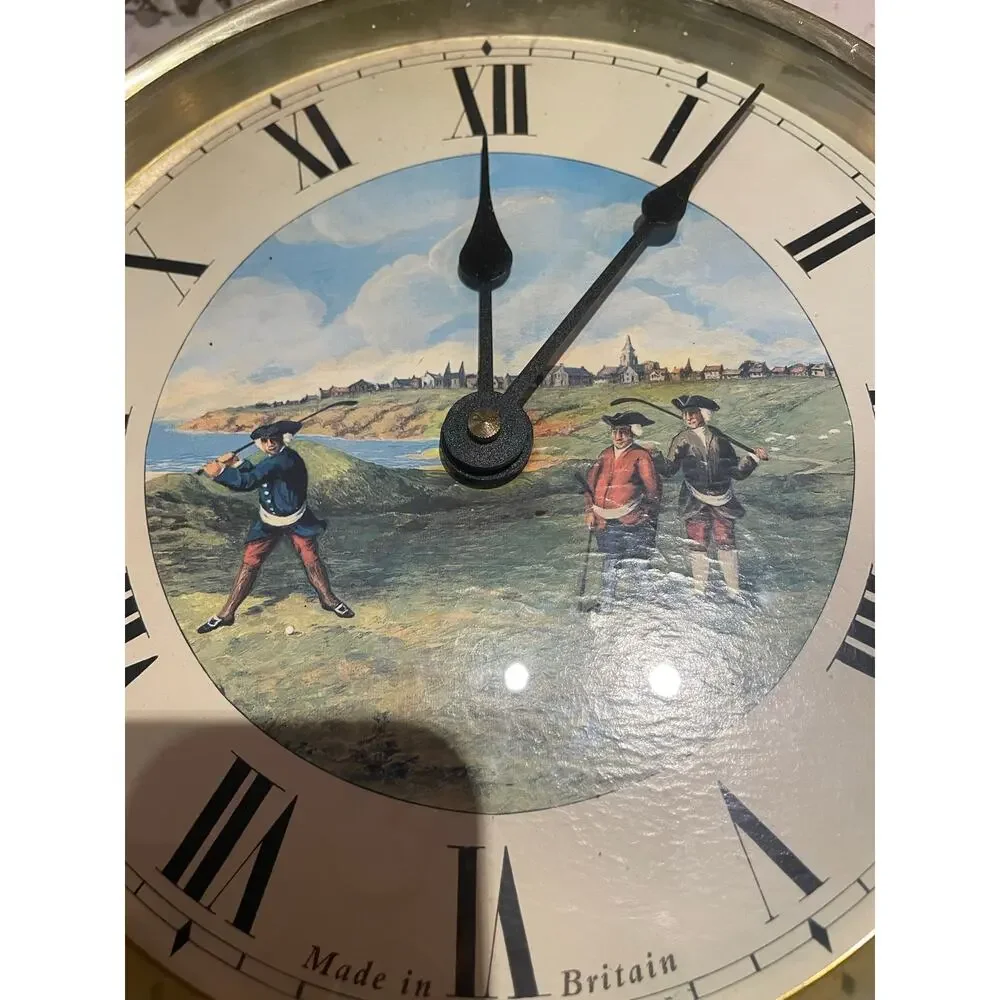 Vintage Historical Golf Themed Wall Clock Made in Britain w British Background